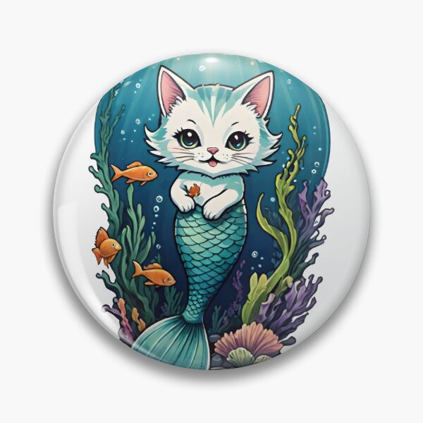 Item preview, Adorable Mermaid Cat Underwater Fantasy - fishtank designed and sold by Pastel-Pulse.