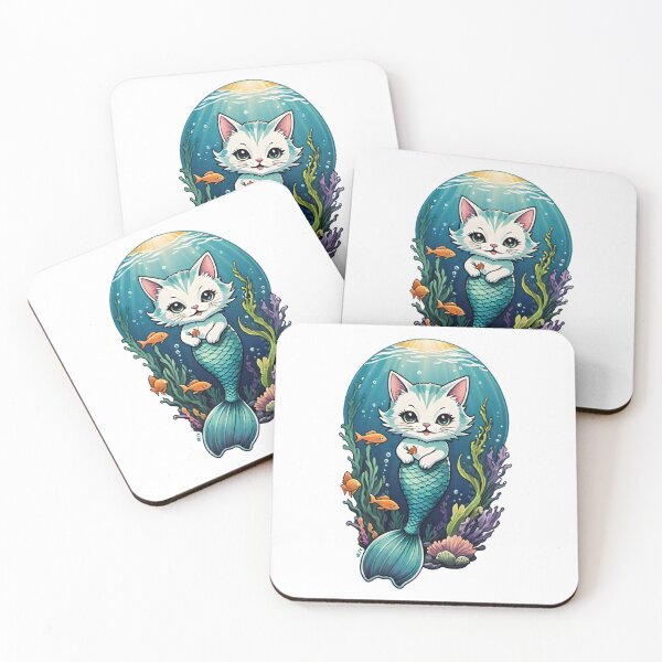 Item preview, Adorable Mermaid Cat Underwater Fantasy - fishtank designed and sold by Pastel-Pulse.