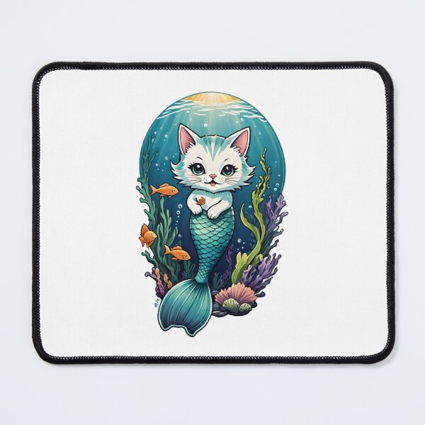 Item preview, Adorable Mermaid Cat Underwater Fantasy - fishtank designed and sold by Pastel-Pulse.