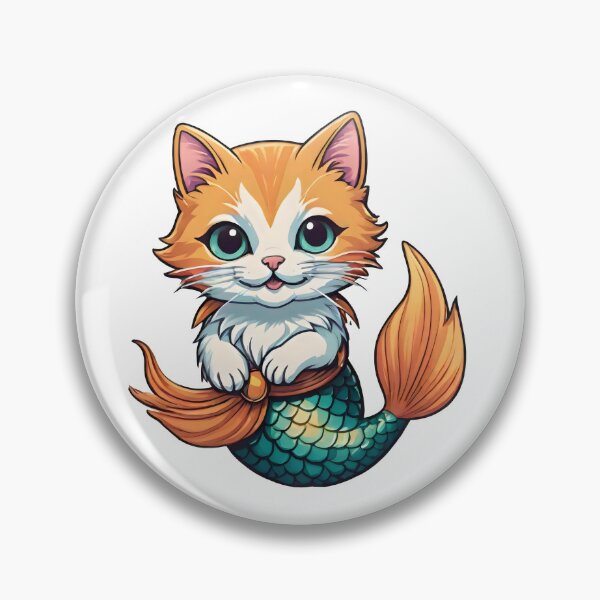 Item preview, Cute Orange Mermaid Cat Illustration - fishtank designed and sold by Pastel-Pulse.