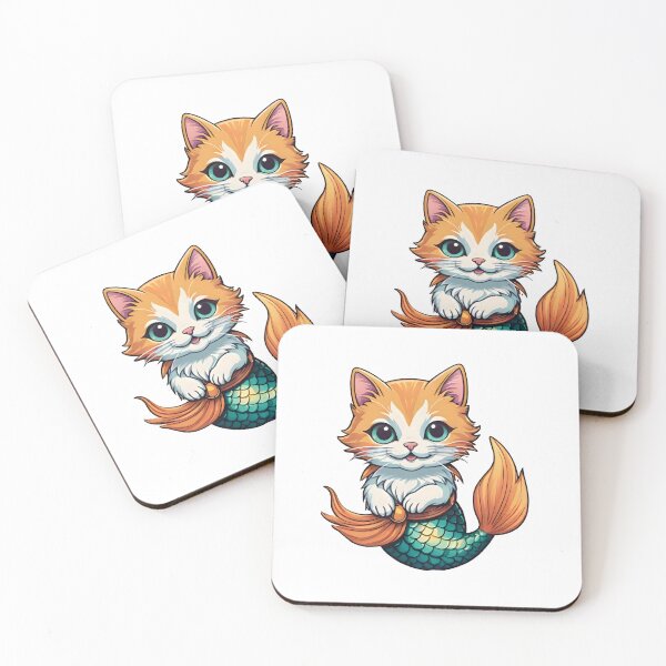 Item preview, Cute Orange Mermaid Cat Illustration - fishtank designed and sold by Pastel-Pulse.