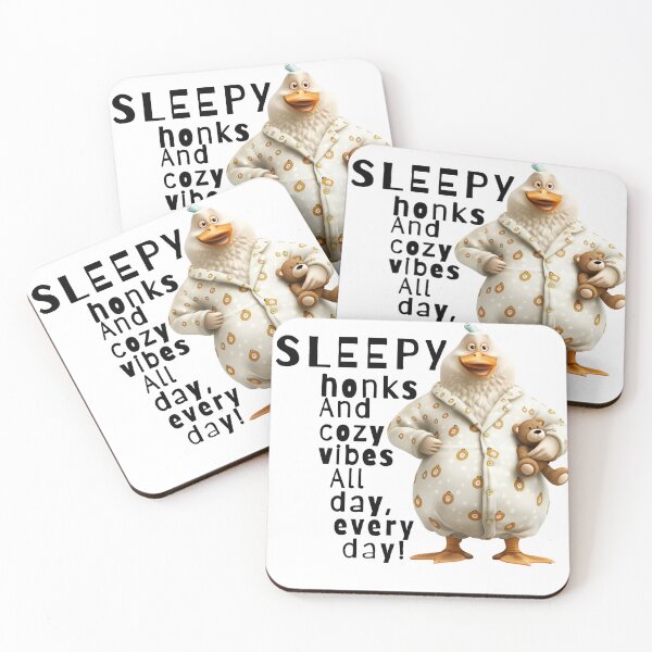 Item preview, Fat Goose in PJ pijamas with tedy bear Sleepy honks and cozy vibes designed and sold by Dominika Farkašová.