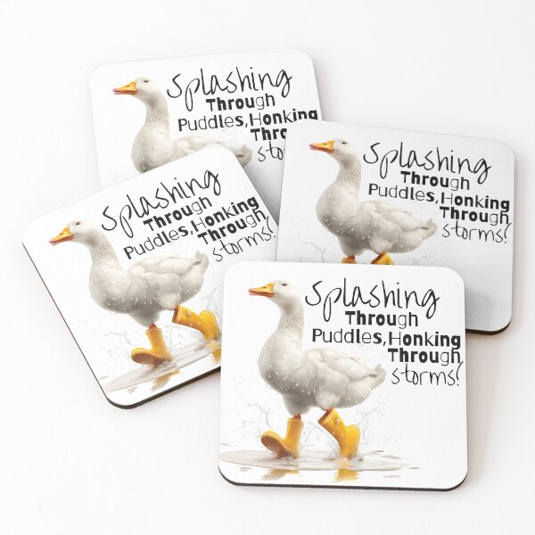 Item preview, Goose in Rain Boots jumping to puddle Splashing through Puddles, Honkling through storms designed and sold by Dominika Farkašová.