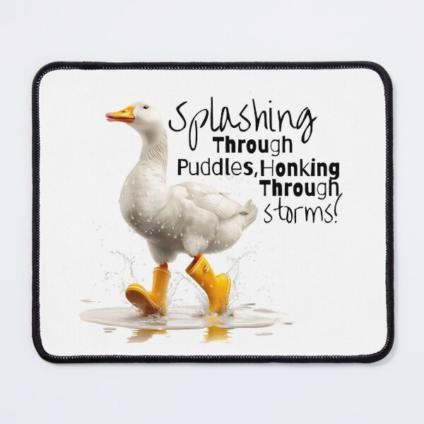 Item preview, Goose in Rain Boots jumping to puddle Splashing through Puddles, Honkling through storms designed and sold by Dominika Farkašová.