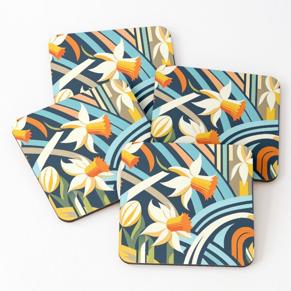Item preview, March Birth Flower Daffodil & Jonquil Abstract Art Deco designed and sold by Truck Stop One.