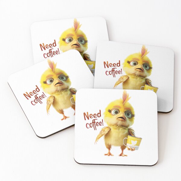 Item preview, quirky bird chick Need coffee designed and sold by Dominika Farkašová.