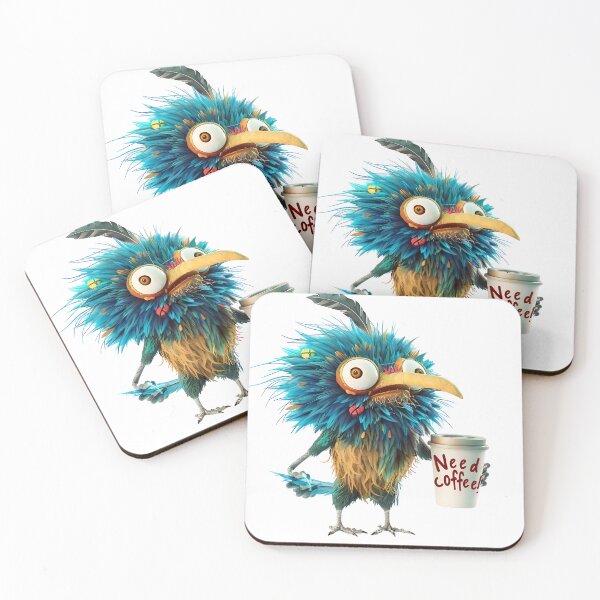 Item preview, quirky bird parrot need coffee designed and sold by Dominika Farkašová.