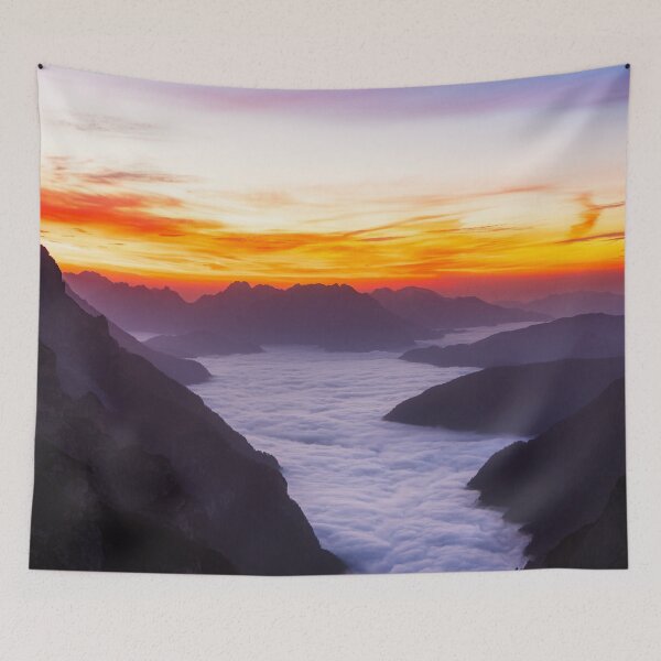 Item preview, Sunrise fog in the valley below Tre Cime di Lavaredo designed and sold by Patrik Lovrin.