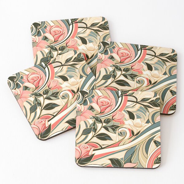 Item preview, June Birth Flower Rose & Honeysuckle Abstract Art Deco designed and sold by Truck Stop One.