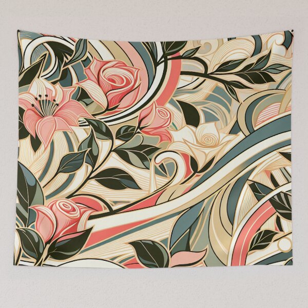 Item preview, June Birth Flower Rose & Honeysuckle Abstract Art Deco designed and sold by Truck Stop One.