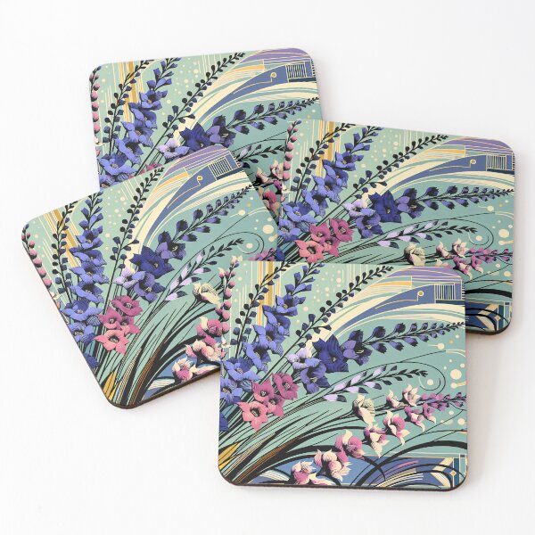 Item preview, July Birth Flower Delphinium Abstract Art Deco designed and sold by Truck Stop One.