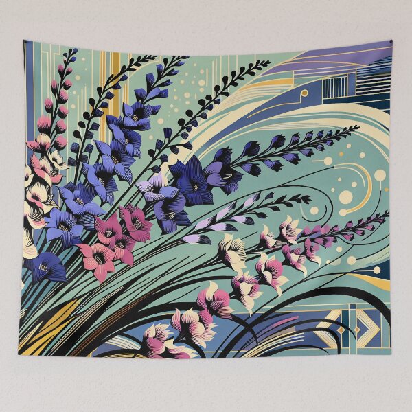 Item preview, July Birth Flower Delphinium Abstract Art Deco designed and sold by Truck Stop One.