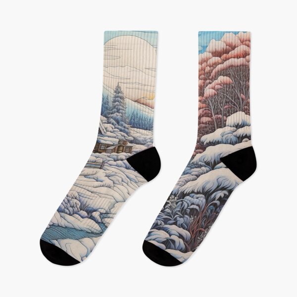 Item preview, Winter pattern.Winter landscape.Mountains in winter. Snow-covered house. designed and sold by MagelliShop.