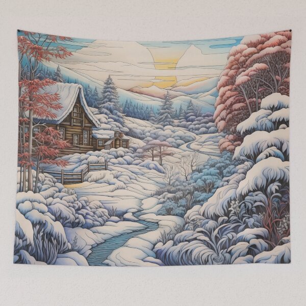 Item preview, Winter pattern.Winter landscape.Mountains in winter. Snow-covered house. designed and sold by MagelliShop.