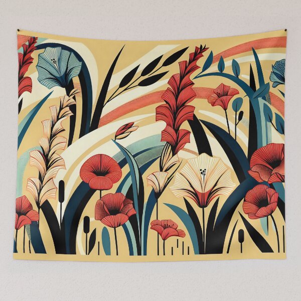 Item preview, August Birth Flower Gladiolus & Poppy Abstract Art Deco designed and sold by Truck Stop One.