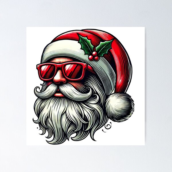 Item preview, Futuristic Cyberpunk Santa Claus with LED Glasses designed and sold by AIARTIST1.