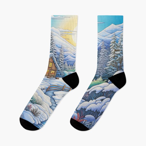Item preview, Winter pattern.Winter landscape.Mountains in winter. Snow-covered house. designed and sold by MagelliShop.