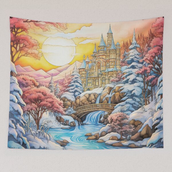 Item preview, Winter pattern.Winter landscape.Mountains in winter. Snow-covered house. designed and sold by MagelliShop.