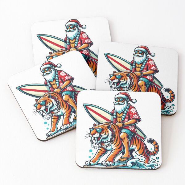 Item preview, Surfing Santa with Tiger designed and sold by lubushop1.