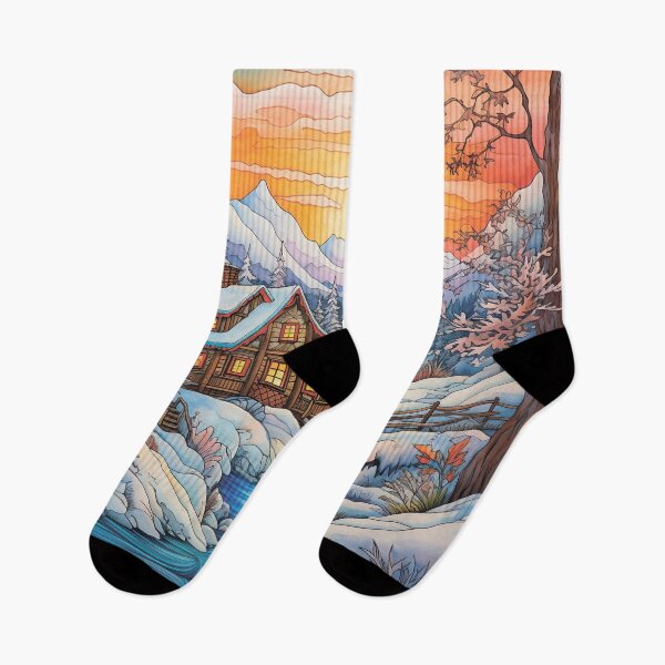Item preview, Winter pattern.Winter landscape.Mountains in winter. Snow-covered house. designed and sold by MagelliShop.