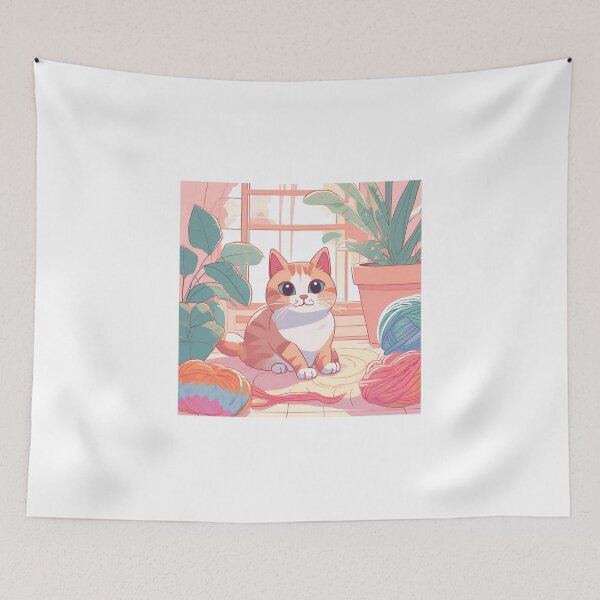 Item preview, Little Japanese Kawaii Cat Sakura Flowers designed and sold by Gina-Rosa.