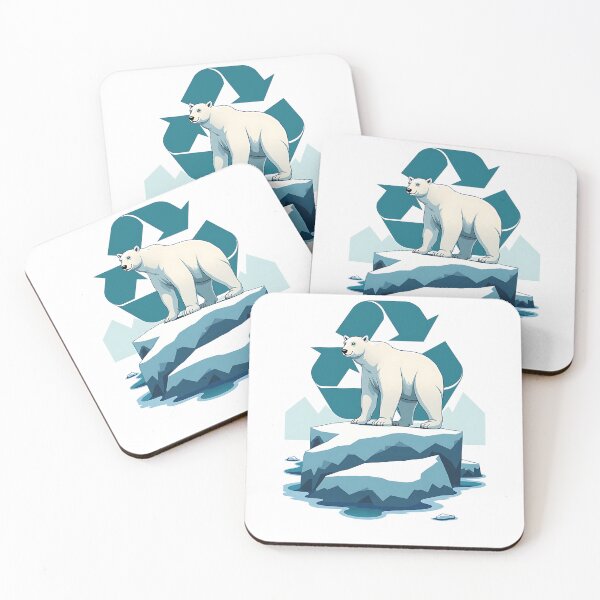 Item preview, A Polar Bear Standing on an Ice Cap with a Clean Recycling Symbol in the Background designed and sold by VibeTCreations.
