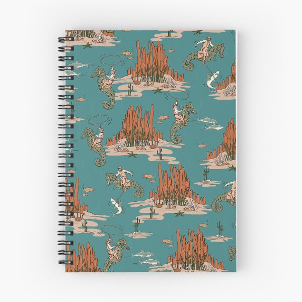 Item preview, Quirky Western Cowboys on Seahorses Roping Sharks - Teal/Green/Orange designed and sold by somecallmebeth.