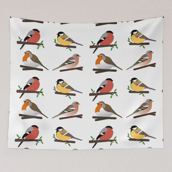 Item preview,  Cute birds in the garden - tit, bullfinch, robin and finch designed and sold by mikistudio.