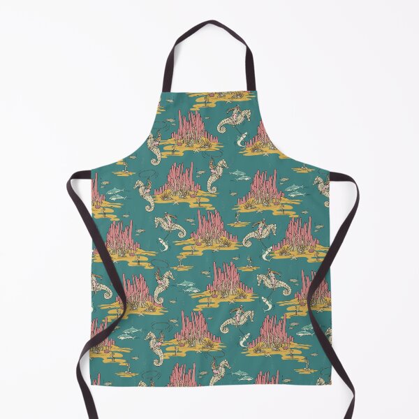 Item preview, Quirky Western Cowboys on Seahorses Roping Sharks - Teal/Pink/Yellow designed and sold by somecallmebeth.