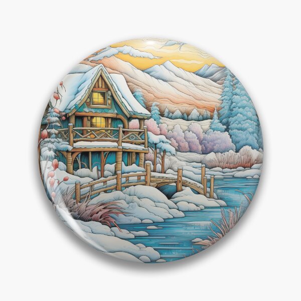 Item preview, Winter pattern.Winter landscape.Mountains in winter. Snow-covered house. designed and sold by MagelliShop.