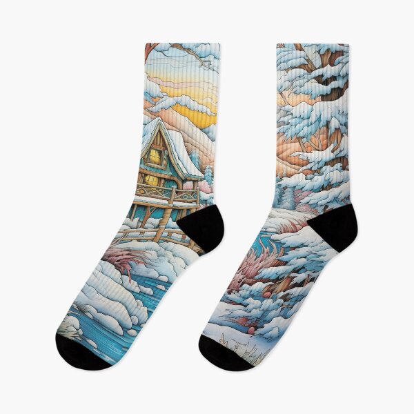 Item preview, Winter pattern.Winter landscape.Mountains in winter. Snow-covered house. designed and sold by MagelliShop.