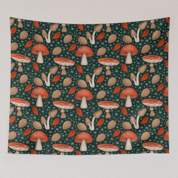 Item preview, Mushroom Pattern in dark tones designed and sold by AnnikaisDrawing.