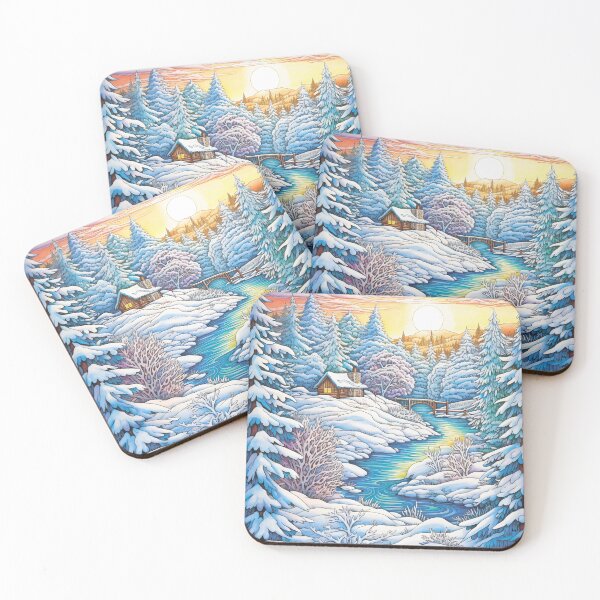 Item preview, Winter pattern.Winter landscape.Mountains in winter. Snow-covered house. designed and sold by MagelliShop.