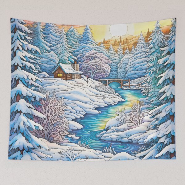 Item preview, Winter pattern.Winter landscape.Mountains in winter. Snow-covered house. designed and sold by MagelliShop.