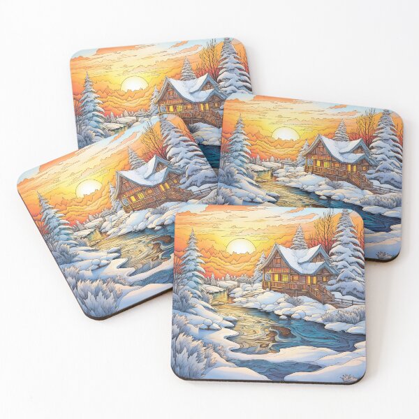 Item preview, Winter pattern.Winter landscape.Mountains in winter. Snow-covered house. designed and sold by MagelliShop.