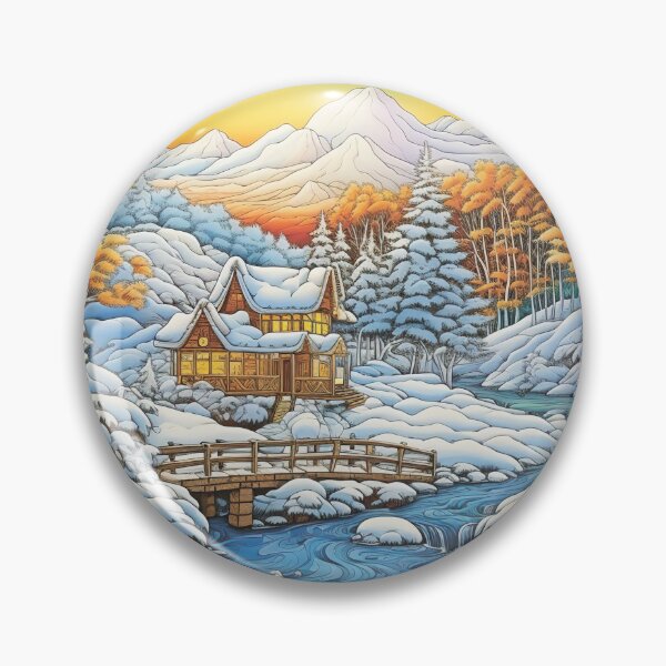 Item preview, Winter pattern.Winter landscape.Mountains in winter. Snow-covered house. designed and sold by MagelliShop.