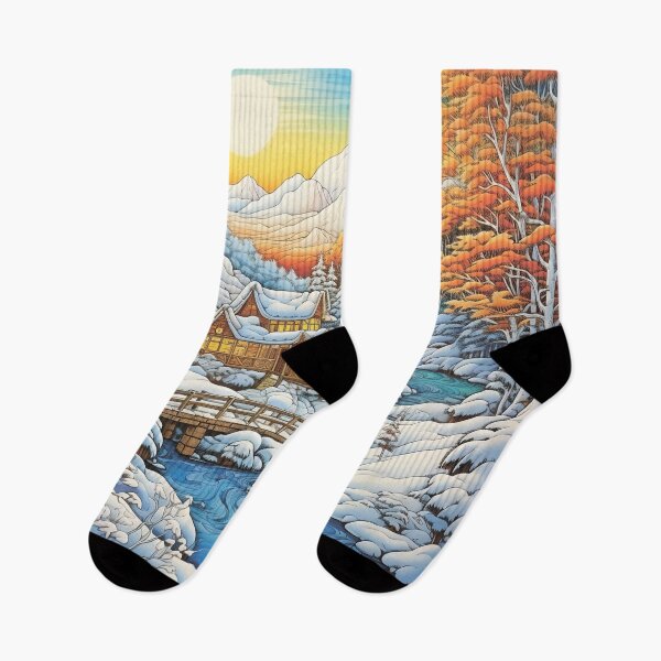 Item preview, Winter pattern.Winter landscape.Mountains in winter. Snow-covered house. designed and sold by MagelliShop.