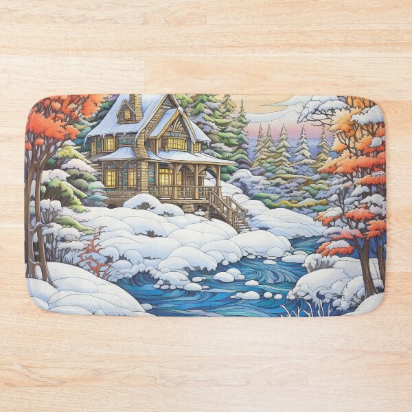 Item preview, Winter pattern.Winter landscape.Mountains in winter. Snow-covered house. designed and sold by MagelliShop.