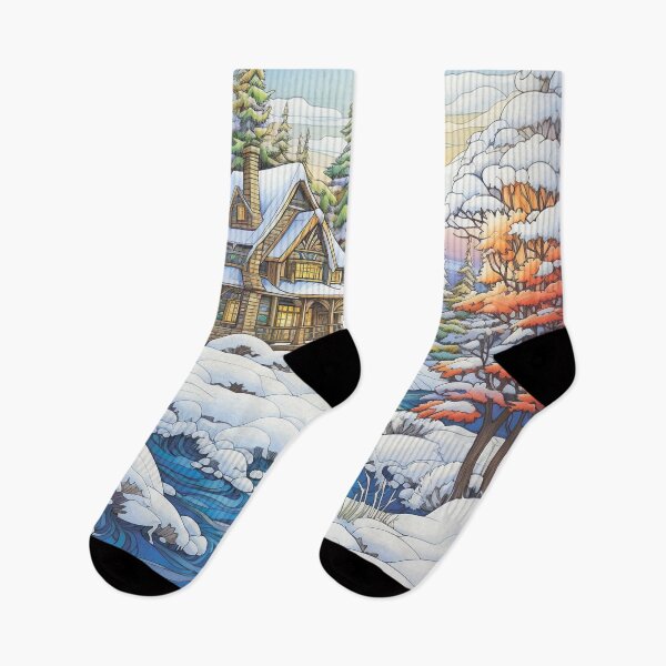 Item preview, Winter pattern.Winter landscape.Mountains in winter. Snow-covered house. designed and sold by MagelliShop.
