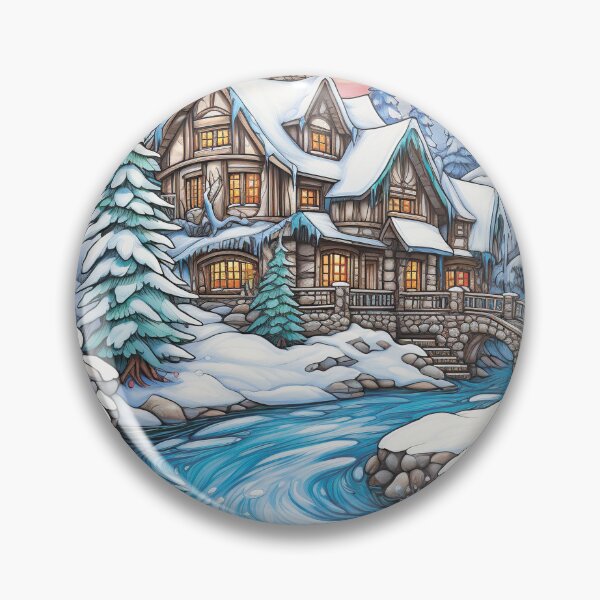 Item preview, Winter pattern.Winter landscape.Mountains in winter. Snow-covered house. designed and sold by MagelliShop.