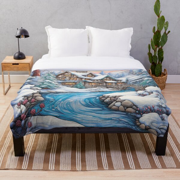 Artikelvorschau, Wintermuster.Winterlandschaft.Berge im Winter.Schneebedecktes Haus. entworfen und verkauft von MagelliShop.