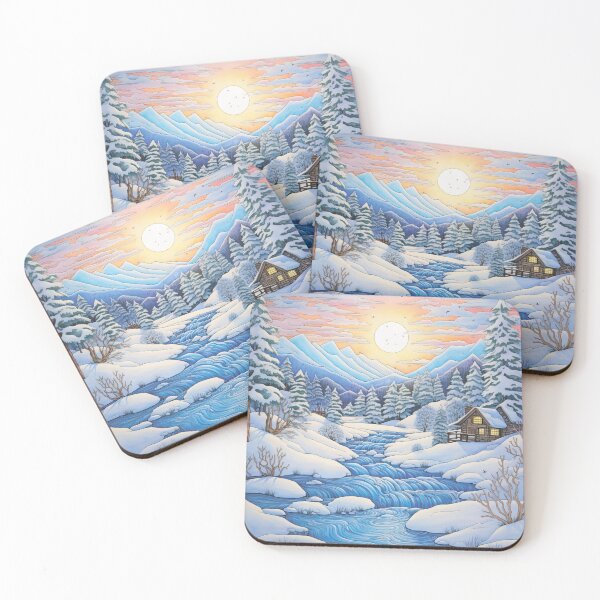 Item preview, Winter pattern.Winter landscape.Mountains in winter. Snow-covered house. designed and sold by MagelliShop.