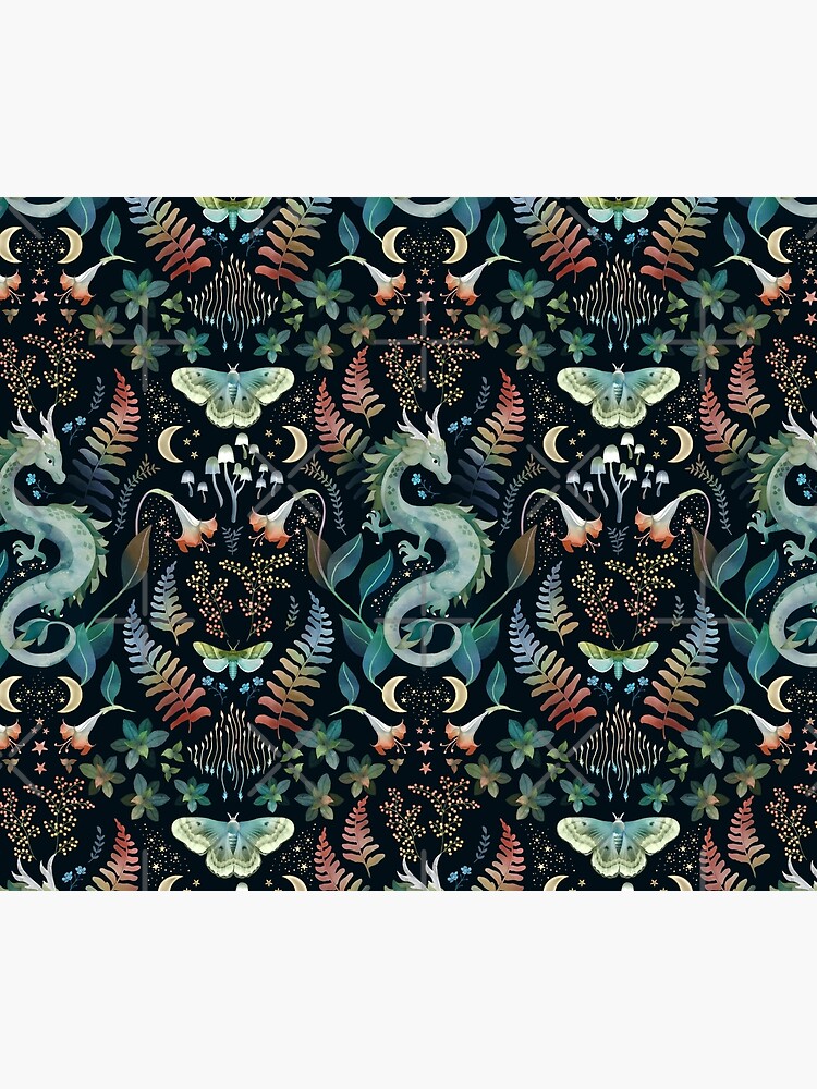 Thumbnail 6 of 6, Throw Blanket, Mystic woodland dragon autumn designed and sold by adenaJ.