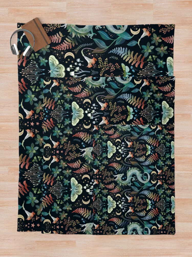 Thumbnail 5 of 6, Throw Blanket, Mystic woodland dragon autumn designed and sold by adenaJ.