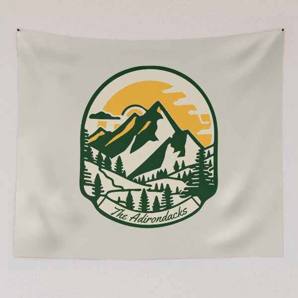 Item preview, Green and Yellow Vintage Adirondack Mountain Design | Retro Outdoor Art designed and sold by gwilsonupstate.