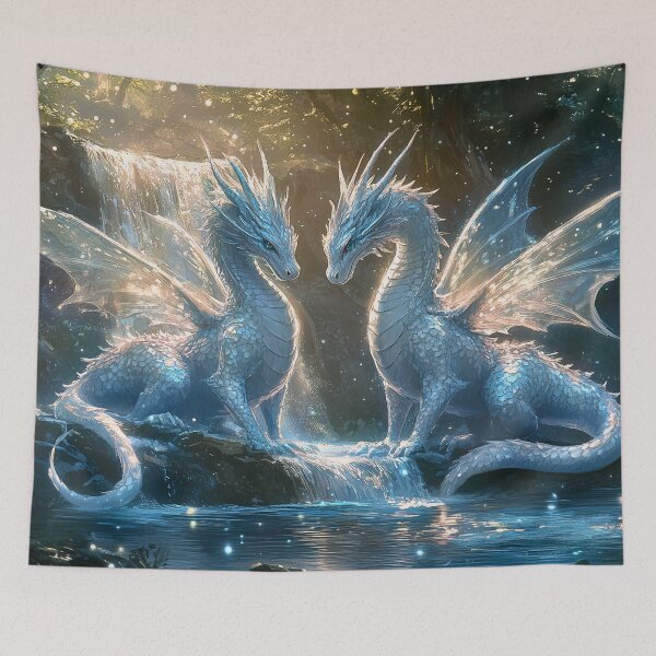 Item preview, Dragons in a Forest Waterfall designed and sold by ACastilloArt.