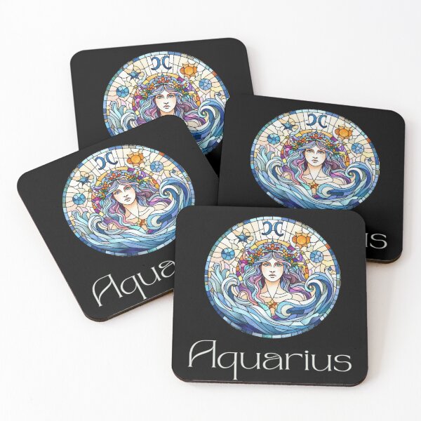 Item preview, Aquarius Horoscope Sign - Zodiac Stained Glass designed and sold by DreamsArtwear.