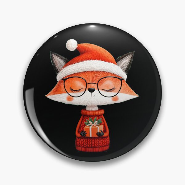 Item preview, Christmas Gift, Christmas Fox in a Santa Hat with a Gift designed and sold by KrisArtZone.