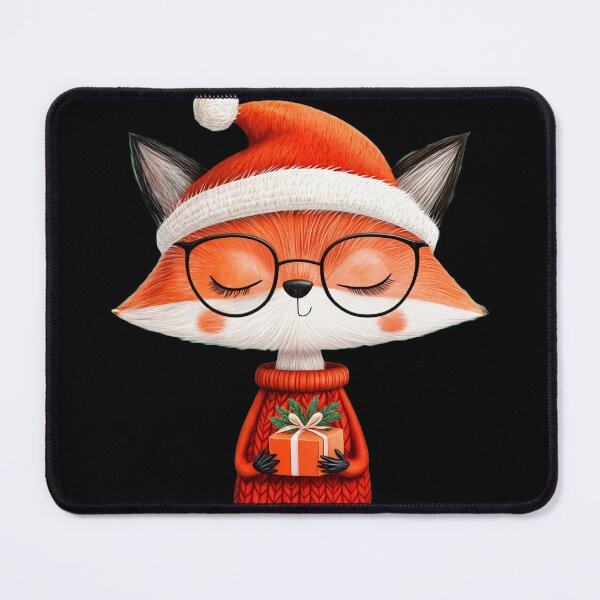 Item preview, Christmas Gift, Christmas Fox in a Santa Hat with a Gift designed and sold by KrisArtZone.