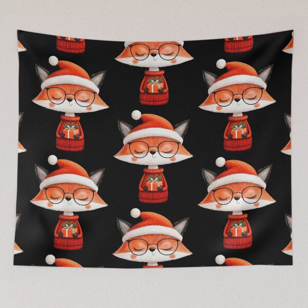Item preview, Christmas Gift, Christmas Fox in a Santa Hat with a Gift designed and sold by KrisArtZone.